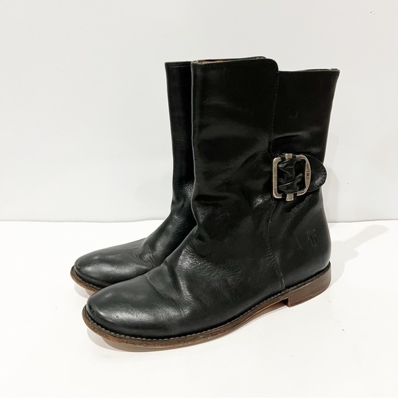 Frye Black Mid Calf Leather Boots - Picture 4 of 15